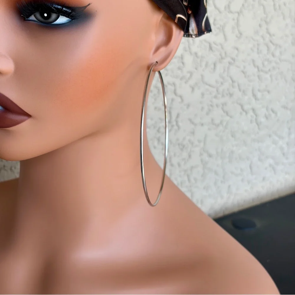 Statement Silver Hoop Earrings